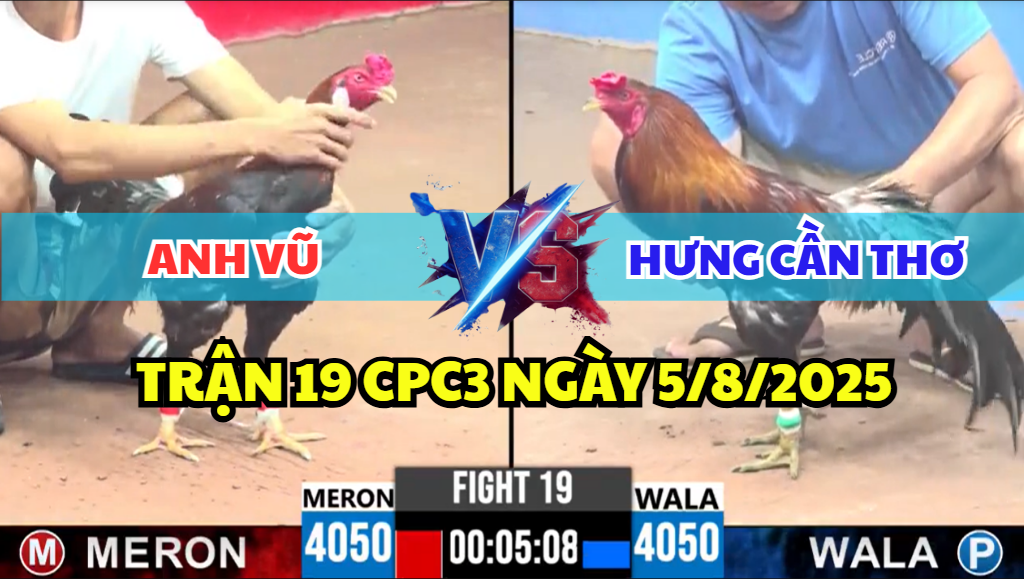 trận 19 cpc3 ngày 5/8/2025 hôm nay giữa hưng cần thơ và anh vũ xổ 200 tại c3
