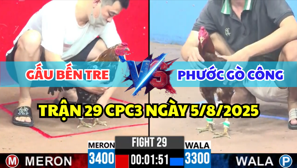 trận 29 cpc3 ngày 5/8/2025 hôm nay giữa gấu bến tre vs phước gò công